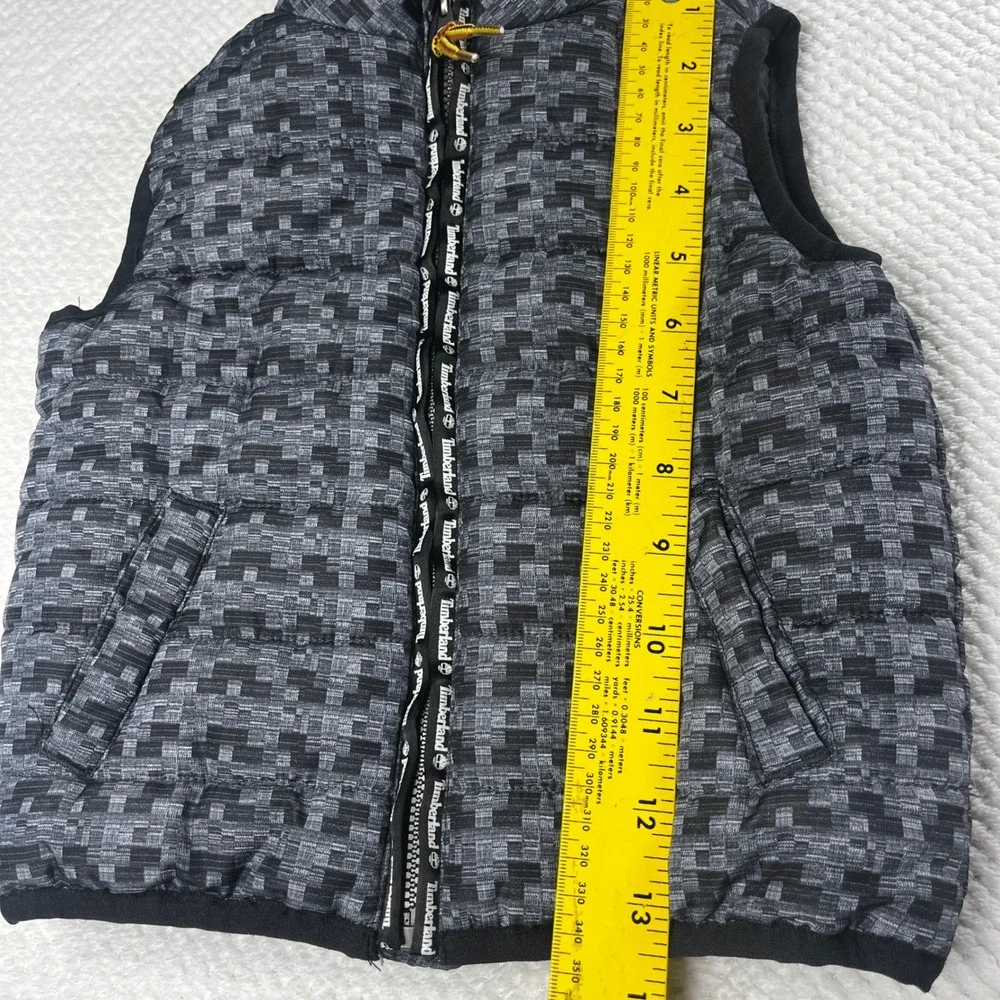 Kids Timberland Puffer Vest 12M Black Gray Geometric Zip Up‎ Padded Outerwear